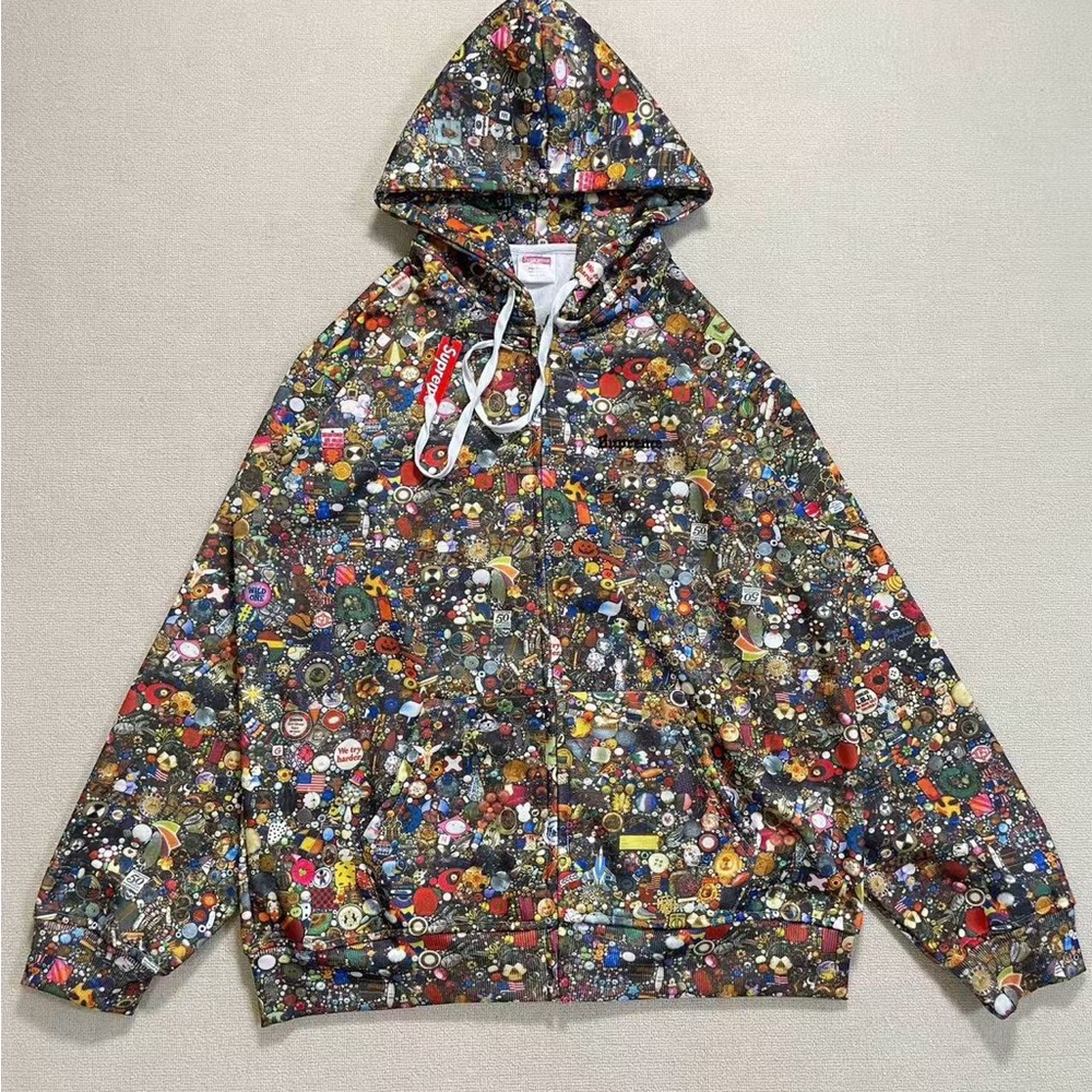 NWT Supreme Multicolor All-Over Print Zip Hoodie